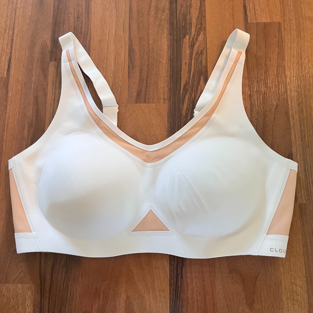 Honeylove Cloudfuse Crossflex Wireless Activity Bra White Mesh Size 38D  38DD